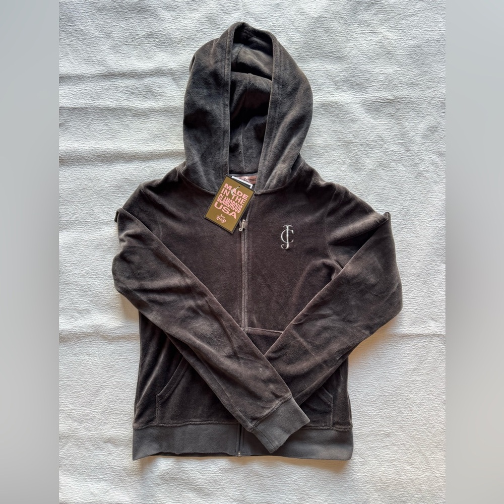 NWT Women’s Juicy Couture Charcoal Gray Zip-Up Sweatsuit - Picture 3 of 10